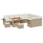 vidaXL Set de canapé de jardin de 12 pièces avec des coussins en poly rotin beige et en acacia.