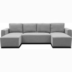 Canapé d'angle convertible panoramique PHAREL5/6 places - souris - Coffre de rangement - 297 x 155 x 85 cm