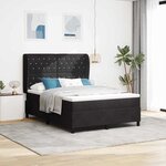vidaXL Lit à ressorts avec matelas noir 140x200 cm en velours