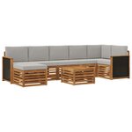 vidaXL Ensemble de canapés d'extérieur 7 pc Naturel et gris clair