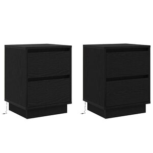 vidaXL Cabinet de chevet avec tiroir avec 2 Pièces Noir 39 x 34.5 x 50 cm