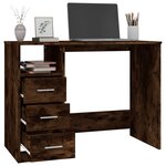 vidaXL Bureau avec tiroirs Chêne fumé 102x50x76 cm Bois d'ingénierie