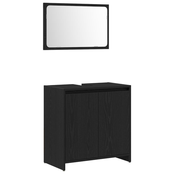 Meuble de Salle de Bain vidaXL avec Miroir Chêne Noir 60x33x61cm en Bois d'ingénierie