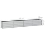 vidaXL Lit surélevé de jardin 320x40x45 cm Acier galvanisé Argenté