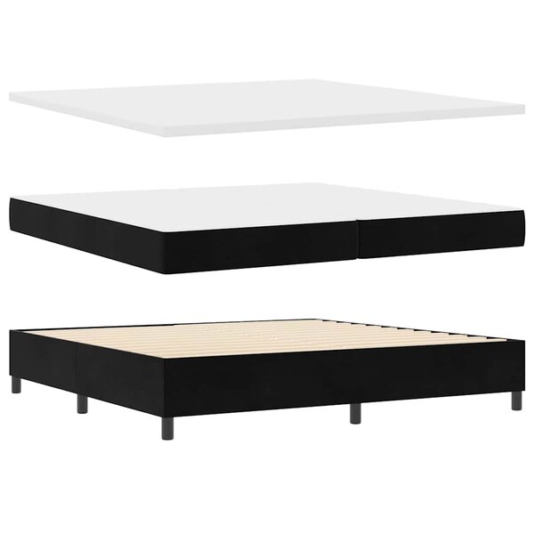 vidaXL Lit à ressorts avec matelas Noir 200 x 200 cm Velours