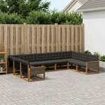 vidaXL Ensemble de canapés d'extérieur 9 Pièces Naturel et noir