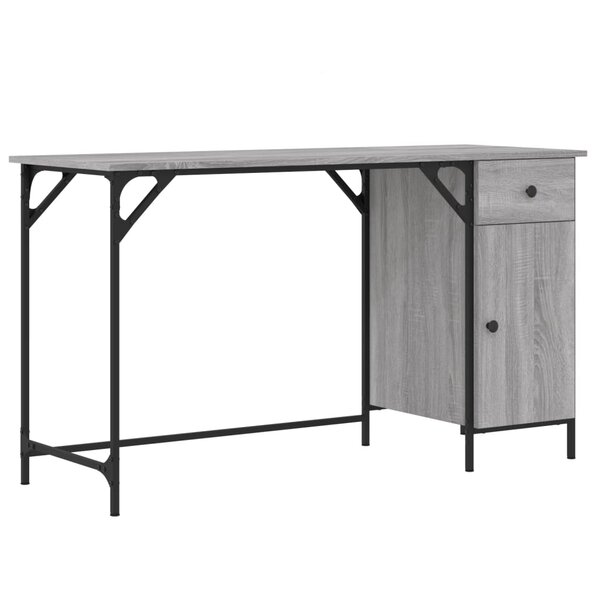 Bureau table poste de travail meuble d'ordinateur informatique étude d'ordinateur sonoma 131 x 48 x 75 cm bois d’ingénierie gris 02_0023763