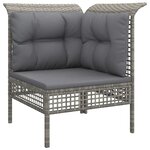 vidaXL Salon de jardin 3 Pièces avec coussins Gris Résine tressée