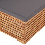 vidaXL Canapé central de jardin avec coussin gris Bois de teck solide