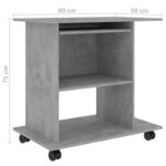 vidaXL Bureau d'ordinateur Gris béton 80x50x75 cm Bois d'ingénierie