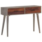 vidaXL Table console Gris 110x35x75 cm Bois de manguier massif brut