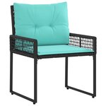 vidaXL Ensemble de meubles d'extérieur 3 Pièces Noir et turquoise