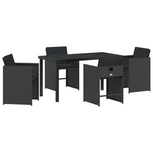 vidaXL Ensemble de salle à manger pour jardin 5 Pièces Noir polyrotin
