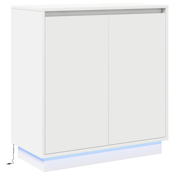 vidaXL Buffet LED avec porte Blanc 71 x 34 5 x 75 cm Bois d'ingénierie