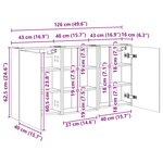 vidaXL Ensemble de Meubles de Salle de Bain 3 Pièces 126 x 16 x 62.5 cm