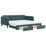 vidaXL Lit de jour et gigogne et tiroirs vert foncé 100x200 cm velours