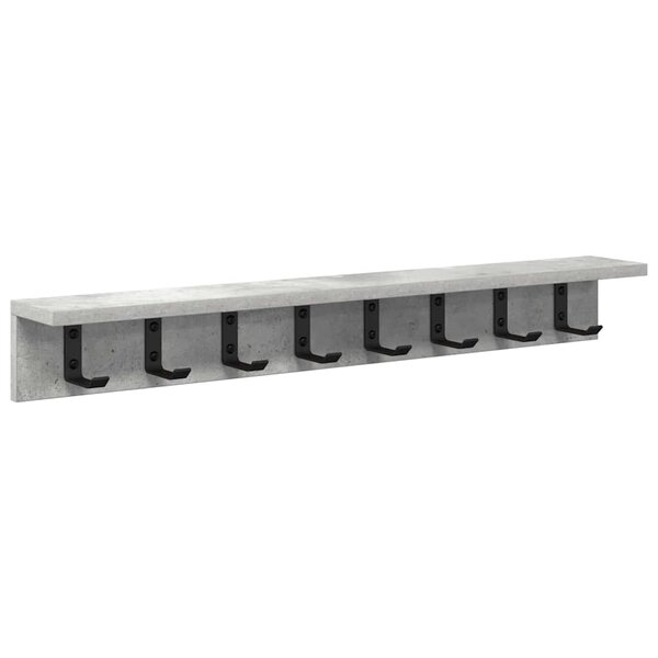 vidaXL Porte-manteau mural avec étagère Gris béton 80 x 10.5 x 10.5 cm