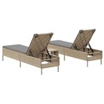 vidaXL Ensemble de chaises longues avec coussins 3Pièces beige poly rotin