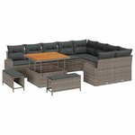 vidaXL Ensemble de canapé de jardin avec coussin 12 Pièces Gris