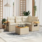 vidaXL Salon de jardin avec coussins 5 Pièces beige résine tressée
