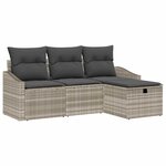 vidaXL Ensemble de canapé de jardin 4 Pièces Gris clair Poly rotin