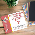CLAIREFONTAINE - Pochette dessin - Papier a grain P.E.F.C - 24 x 32 - 12 feuilles - 160G - Pastel