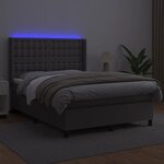 vidaXL Sommier à lattes de lit matelas LED Gris 140x200 cm Similicuir