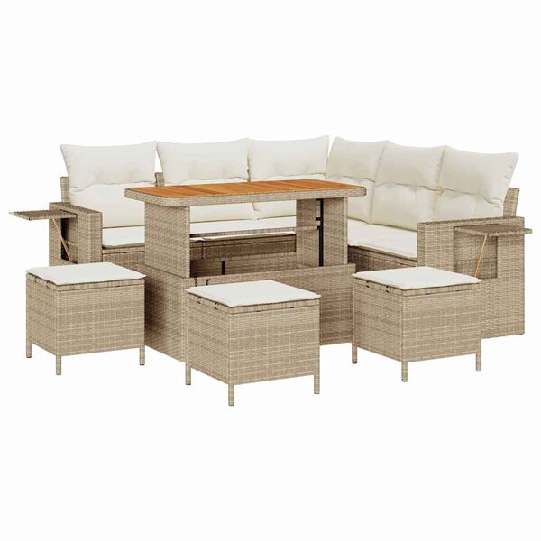 vidaXL Ensemble de canapé de jardin avec coussin 9 Pièces beige et crème