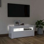 vidaXL Meuble TV avec lumières LED blanc brillant 90x35x40 cm