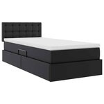 vidaXL Lit avec rangement et LED Noir 90 x 190 cm Cuir synthétique