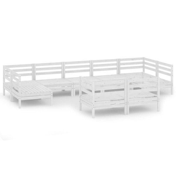 vidaXL Salon de jardin 9 Pièces Blanc Bois de pin massif