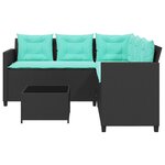 vidaXL Canapé de jardin avec table et coussins en forme de L noir