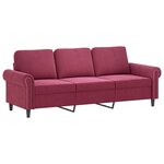 vidaXL Canapé à 3 places et repose-pieds Rouge bordeaux 180 cm Velours