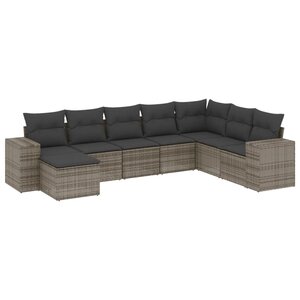 vidaXL Salon de jardin 8 Pièces avec coussins gris résine tressée