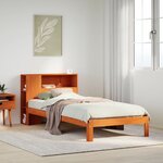 vidaXL Lit bibliothèque sans matelas cire marron 90x200 cm pin massif