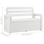 vidaXL Banc de rangement de jardin 132 5 cm Plastique Blanc