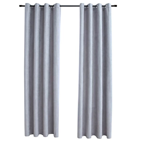 vidaXL Rideaux occultants avec anneaux en métal 2 Pièces Gris 140x245 cm