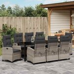 vidaXL Ensemble de salle à manger pour jardin 9 Pièces Gris clair