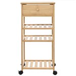 vidaXL Chariot de Cuisine avec Roues Naturel 37 x 36 x 80 cm Bambou