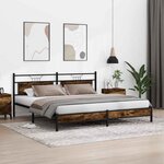 vidaXL Cadre de lit en métal sans matelas chêne fumé 193x201 cm