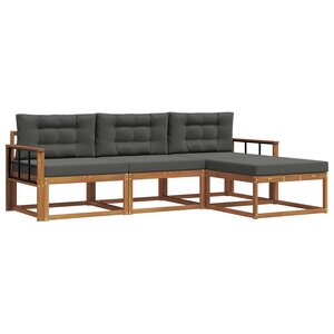 vidaXL Ensemble de canapés d'extérieur 4 Pièces Naturel et Anthracite