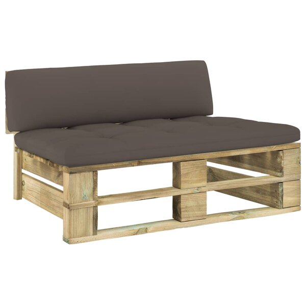 vidaXL Canapé central palette de jardin vert bois de pin imprégné