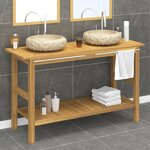 vidaXL Armoire de salle de bain et lavabos en marbre crème Teck massif