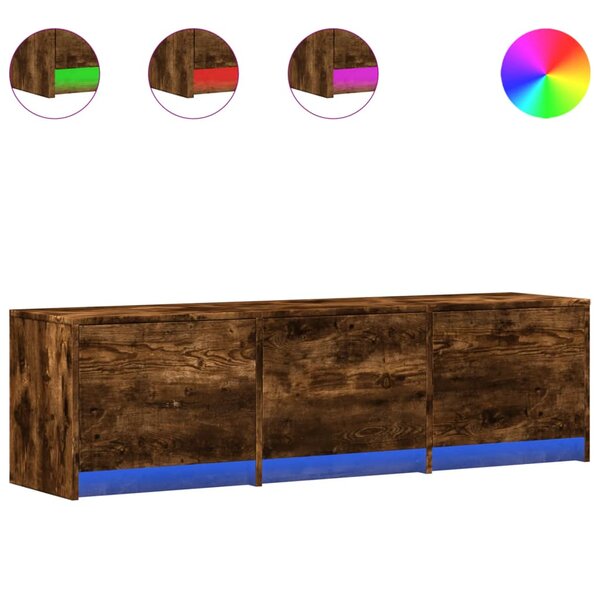 vidaXL Meuble TV avec LED chêne fumé 140x34x40 cm bois d'ingénierie