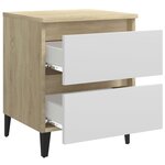 Vidaxl table de chevet blanc et chêne sonoma 40x35x50 cm aggloméré