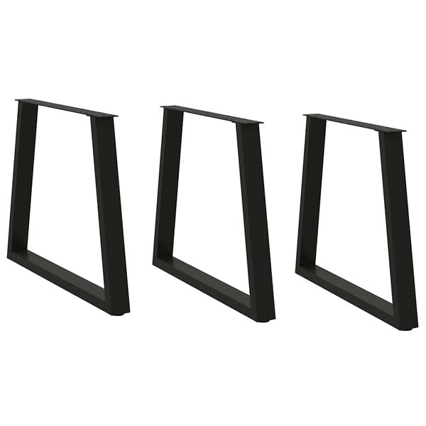 vidaXL Pieds de table à manger en V 3 pièces Noir 70 x (72-73 3) cm Acier