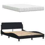 vidaXL Lit avec matelas noir 140x190 cm tissu