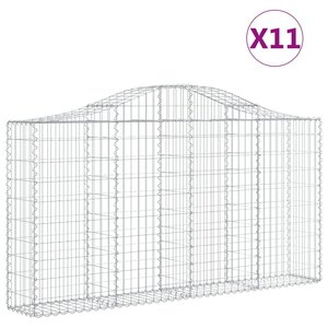 vidaXL Paniers à gabions arqués 11 Pièces 200x30x100/120 cm Fer galvanisé