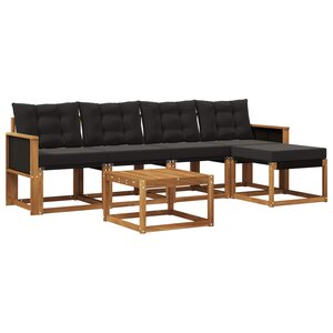 vidaXL Ensemble de canapés d'extérieur 6 Pièces Naturel et noir