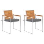 vidaXL Chaises de jardin avec coussins 2 Pièces Acacia solide et acier